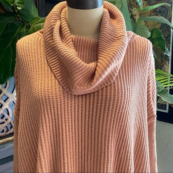 Flawless Vici Turtleneck Peplum Boxy Dolman Oversized Chain Knit Sweater - Picture 9 of 12